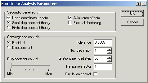 Non-Linear Analysis Parameters